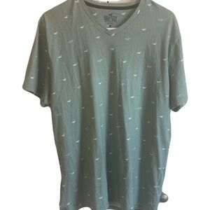 Hollister Men's Teal V-Neck Tee